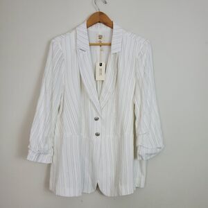 Good Hart Women's Blazer XL White Myrtle Beach Nautical Stripe Matilda Jane